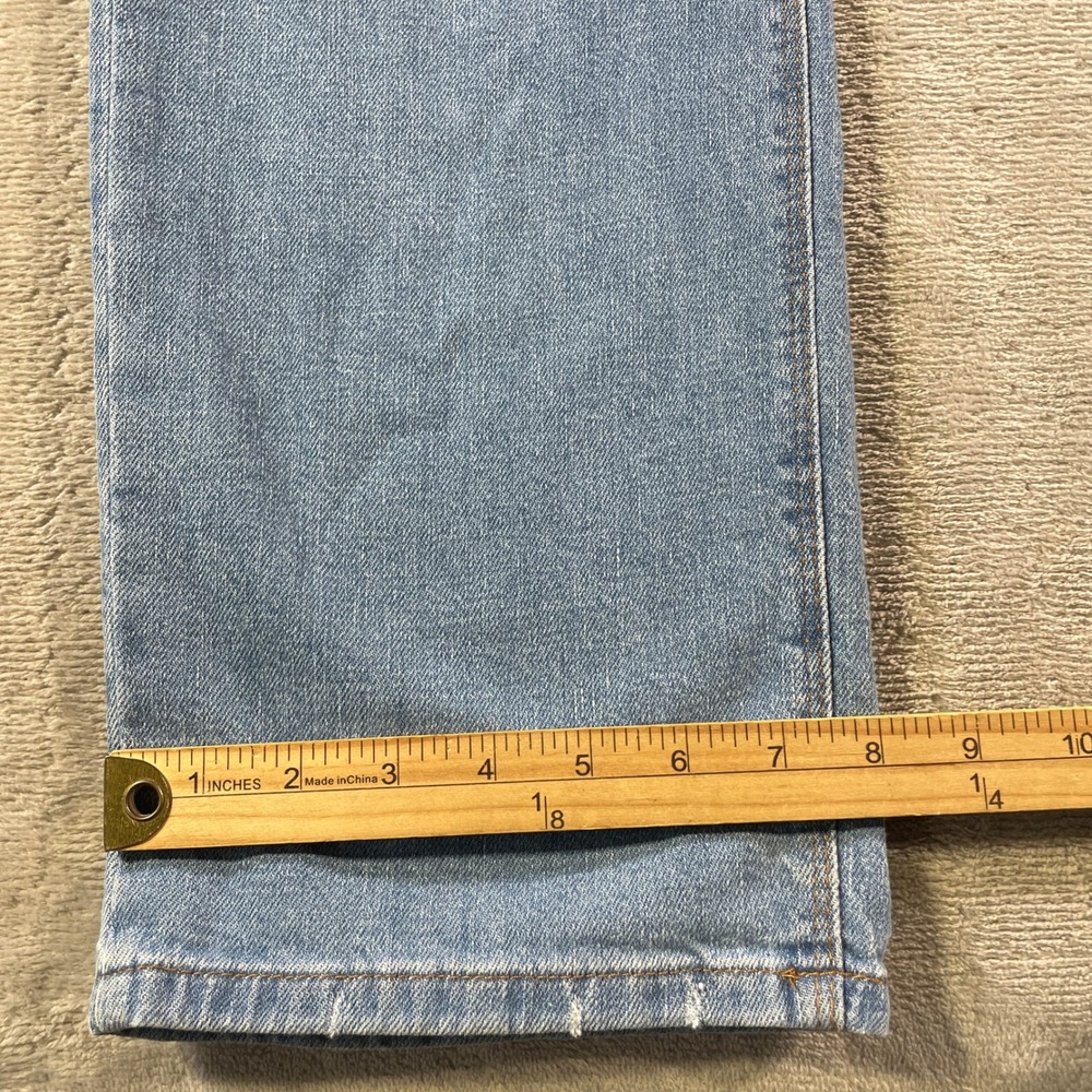 Mott Bow Jeans Slim Mens 38x32 Light Wash Distressed Casual Denim Whiskers - Picture 7 of 10